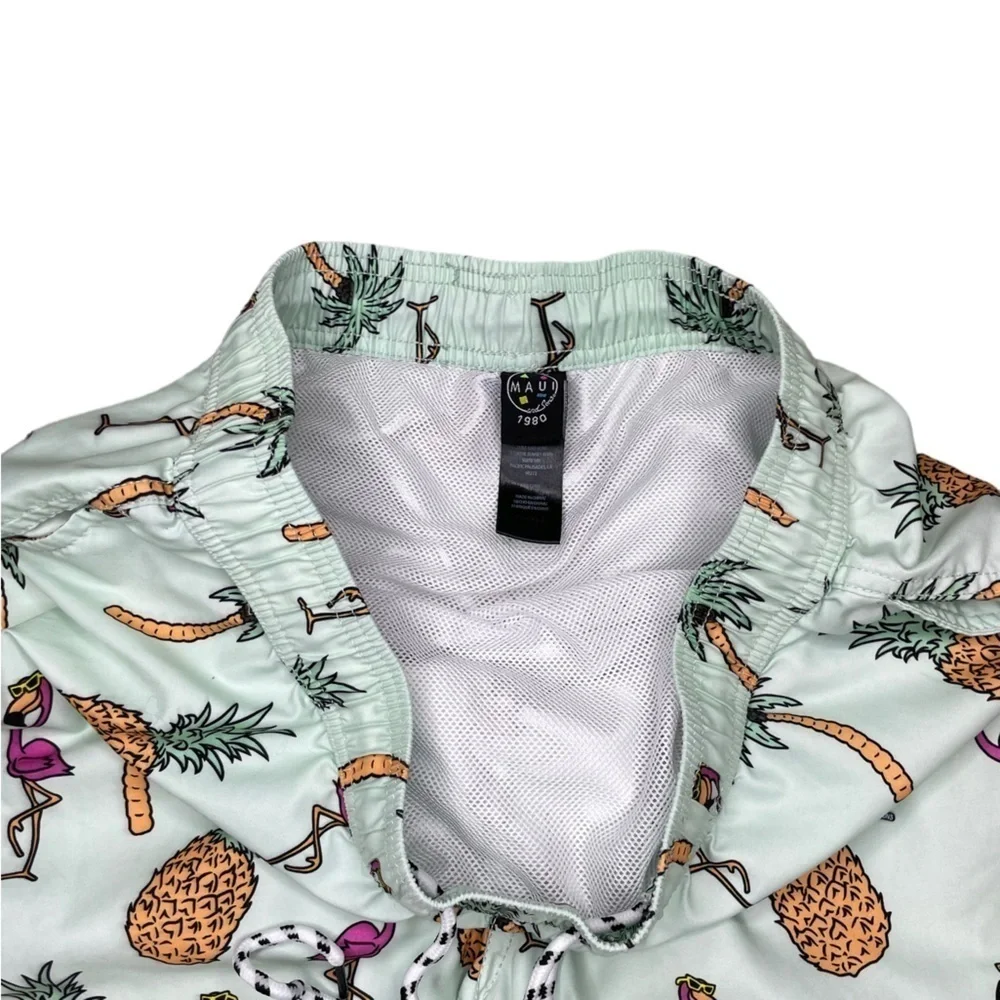 Maui And Sons Men’s Flamingo Print Lined Swim Trunks Size Small